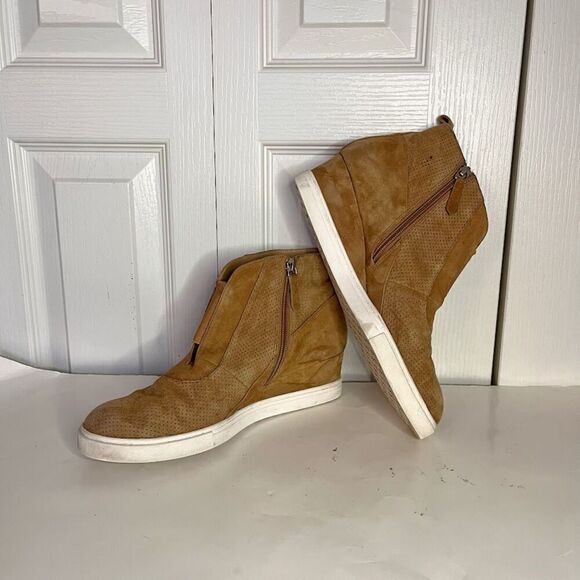 Linea Paolo Anna Leather Perf Elastic Suede Wedge Zip Slip On Sneaker Boots - Picture 2 of 13